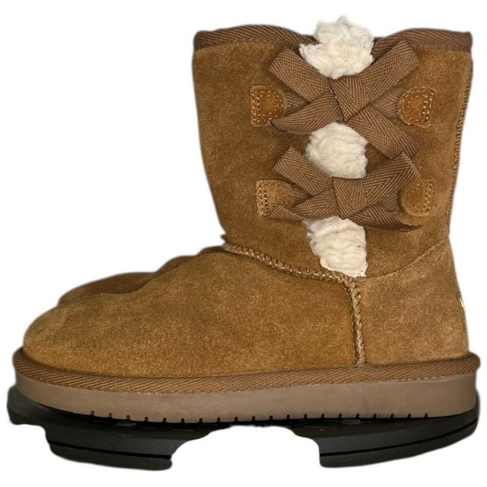 Girls Koolaburra By UGG Victoria Short 1019372 Suede Snow Boots Size 4 Brown